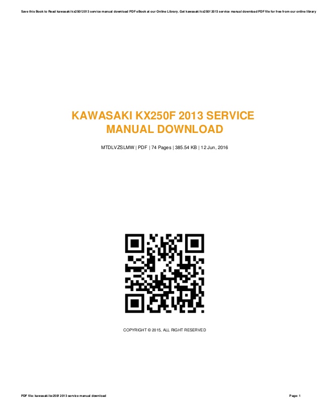 Kx250f service manual pdf